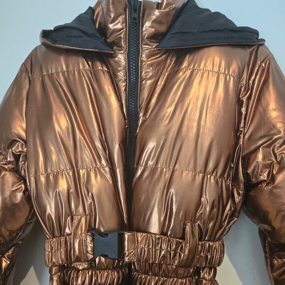 NWT Nichole Lynel NL The Label Metallic Copper Puffer Belted Snow Suit-Size L - Picture 7 of 15